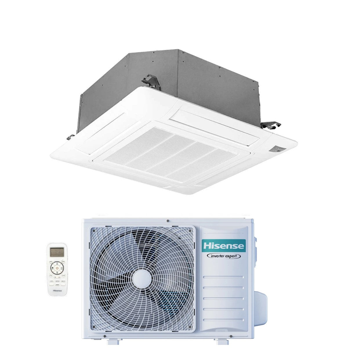 Climatizzatore Condizionatore Hisense Inverter a Cassetta serie SUPER 18000 Btu ACT52UR4RCC8 + AUW52U4RS7 R-32 Wi-Fi Optional Classe A++/A+ con Telecomando e Pannello Incluso