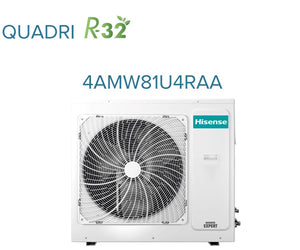 Climatizzatore Condizionatore Hisense Quadri Split a Cassetta 9+9+12+12 con 4AMW81U4RAA R-32 Wi-Fi Optional 9000+9000+12000+12000 con Telecomando e Pannello Incluso - Novità