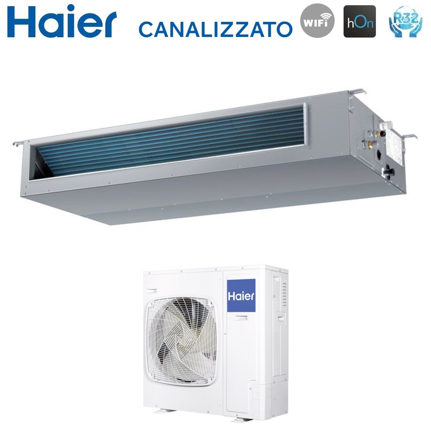 Climatizzatore Condizionatore Inverter HAIER Canalizzato Canalizzabile Media Pressione 36000 btu R-32 A++ AD105S2SM3FA Wi-Fi Optional Telecomando Infrarossi Haier YR-HD01,Trifase