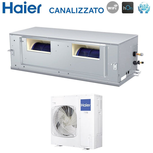 Climatizzatore Condizionatore Haier Inverter Canalizzato Canalizzabile Alta Prevalenza 48000 Btu ADH140H1ERG Monofase R-32 Wi-Fi Optional Comando a filo Haier YR-E17A 