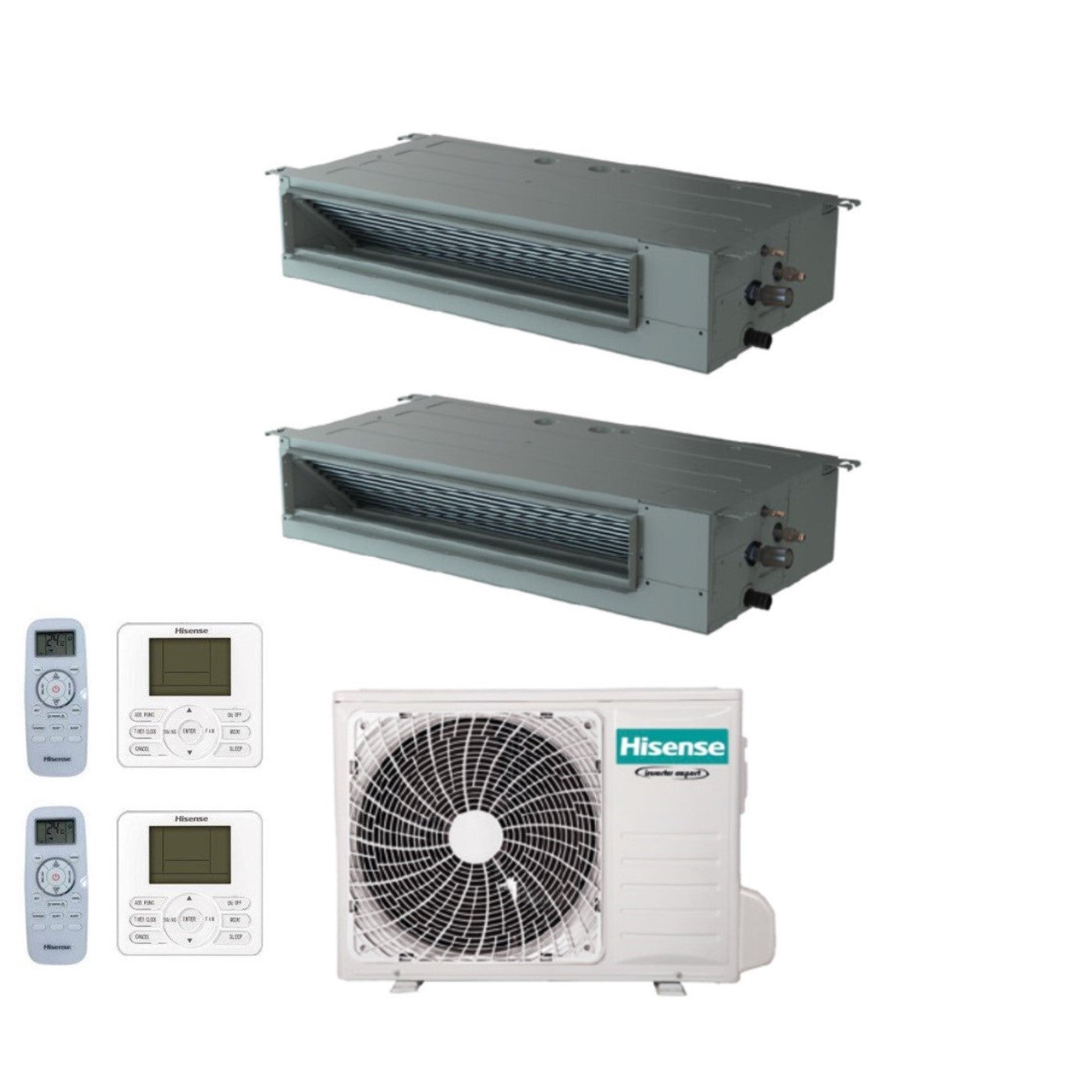 Climatizzatore Condizionatore Hisense Dual Split Inverter Canalizzato Canalizzabile 9+9 con 2AMW35U4RGC R-32 Wi-Fi Optional 9000+9000 Con Telecomando di Serie e Cablato Incluso