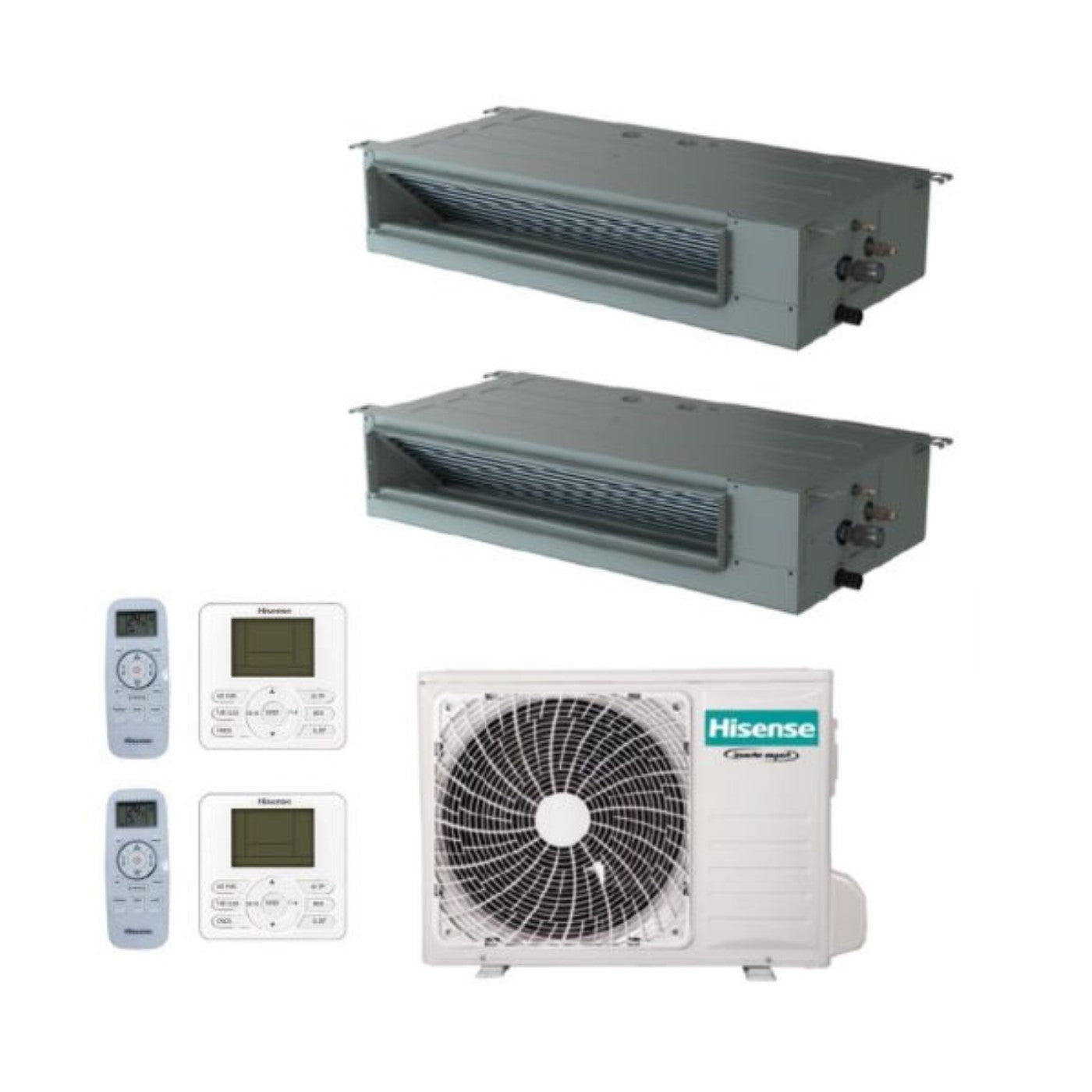 Climatizzatore Condizionatore Hisense Dual Split Inverter Canalizzato Canalizzabile 9+9 con 2AMW42U4RGC R-32 Wi-Fi Optional 9000+9000 Con Telecomando di Serie e Cablato Incluso - Novità