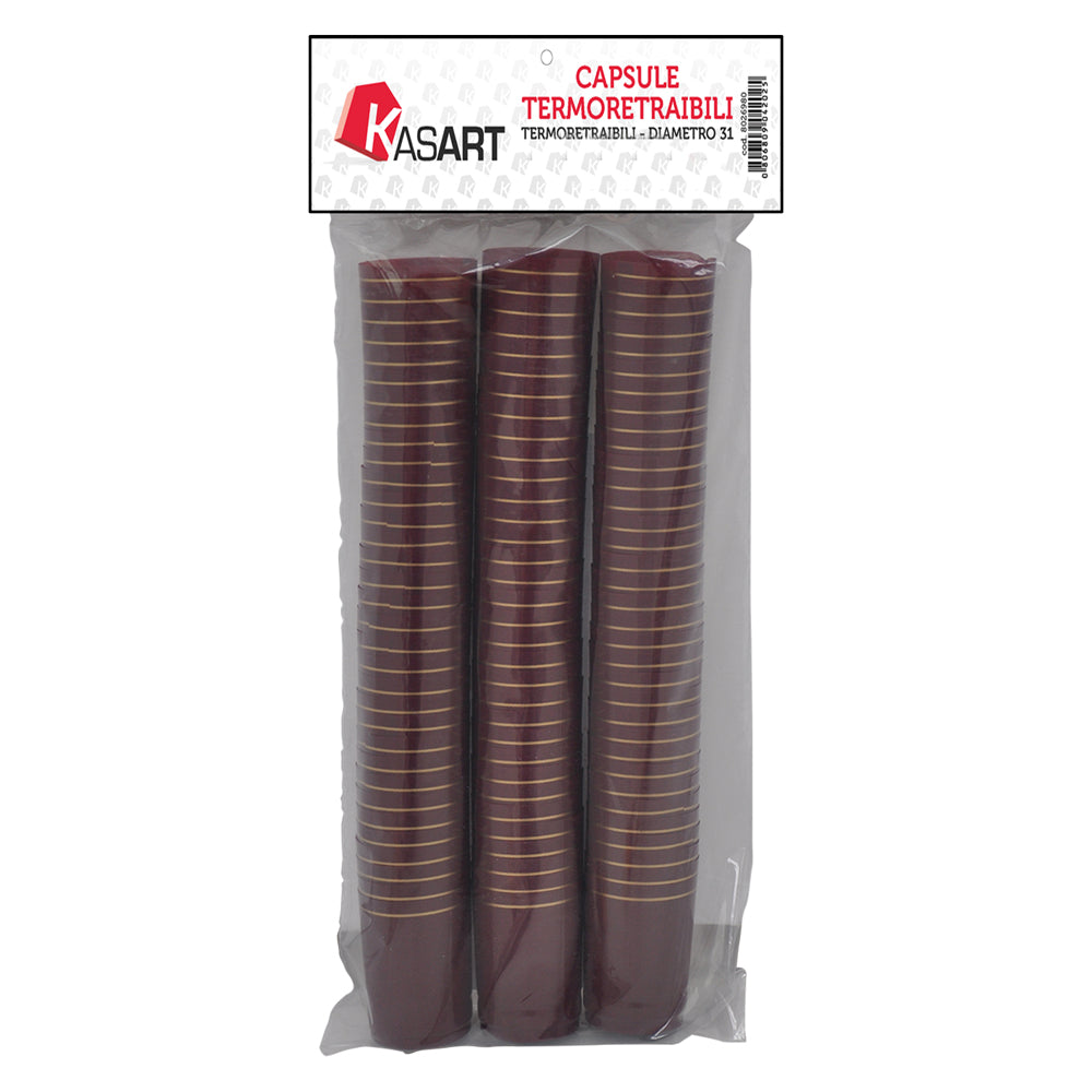 CAPSULE TERMORETRAIBILI PER BOTTIGLIE SPUMANTE bordeaux - Ã˜ 33 x  h 55 mm KASART