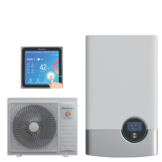 Pompa di Calore Splittata Monoventola Aria/Acqua Hisense Hi-Terma AHM-080HCDSAA + AHW-080HCDS1 R-32 Wi-Fi Optional con Comando Incluso