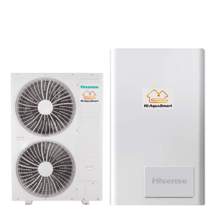 Pompa di Calore Splittata Biventola Aria/Acqua Hisense Hi-AquaSmart AHM-160UXCSAPA3 + AHW-140UCSEP R-410 con Comando Incluso