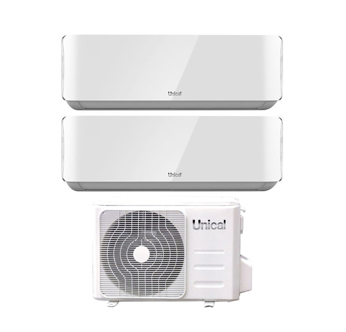 Climatizzatore Condizionatore Unical Dual Split Inverter serie AIR CRISTAL 10+18 con KMX4 28HE R-32 Wi-Fi Optional 10000+18000