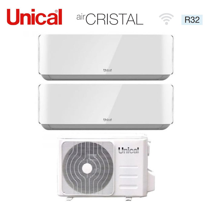 Climatizzatore Condizionatore Unical Dual Split Inverter serie AIR CRISTAL 13+13 con XMX3 21HE R-32 Wi-Fi Optional 13000+13000