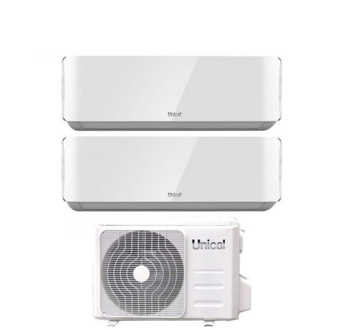 Climatizzatore Condizionatore Unical Dual Split Inverter serie AIR CRISTAL 13+13 con XMX3 21HE R-32 Wi-Fi Optional 13000+13000