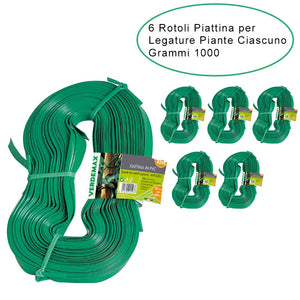 6 rotoli piattina per legature da giardino pvc ciascuno da altezza 18,5 mm grammi 1000