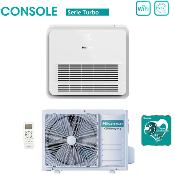 Climatizzatore Condizionatore Hisense Inverter Console serie TURBO 12000 Btu AKT35UR4RK8 + AUW35U4RS8 R-32 Wi-Fi Optional Classe A++/A++ con Telecomando di serie Incluso