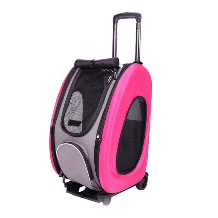 Pet rolling trolley per cani e gatti 3 in 1 zaino & borsa max 8 kg colore fucsia