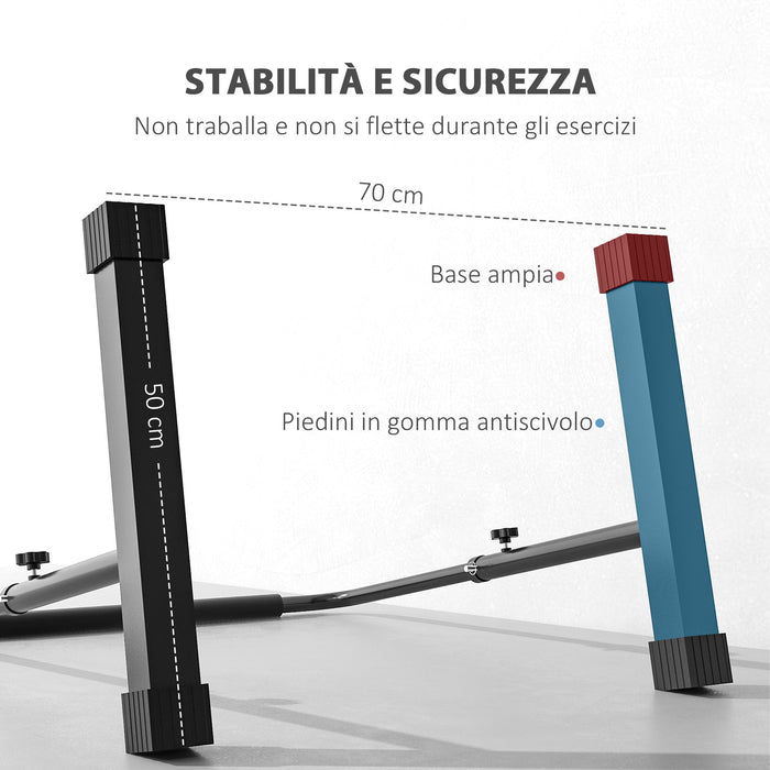 Set 2 Barre per Dip Parallele 4 Altezze Regolabili 70x50x80-105 cm Maniglie Antiscivolo in Acciaio Nero