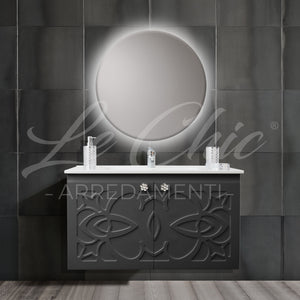 Mobile bagno sospeso stile Luxury NERO - Circolare, 100 cm