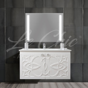 Mobile bagno moderno completo - 120 cm, Specchiera a sasso led