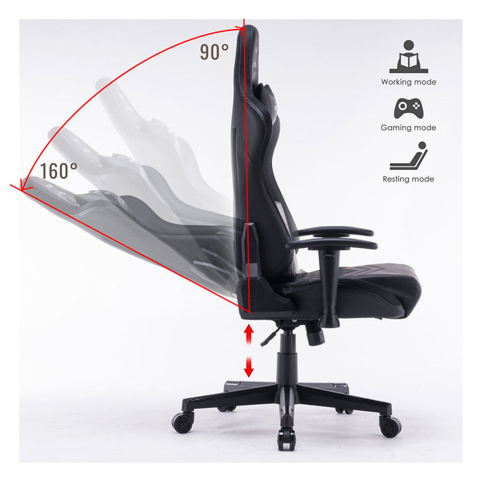 Sedia da Gaming Ergonomica con LED RGB in Similpelle Nera