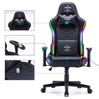 Sedia da Gaming Ergonomica con LED RGB in Similpelle Nera