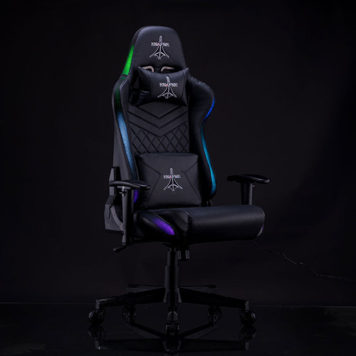 Sedia da Gaming Ergonomica con LED RGB in Similpelle Nera