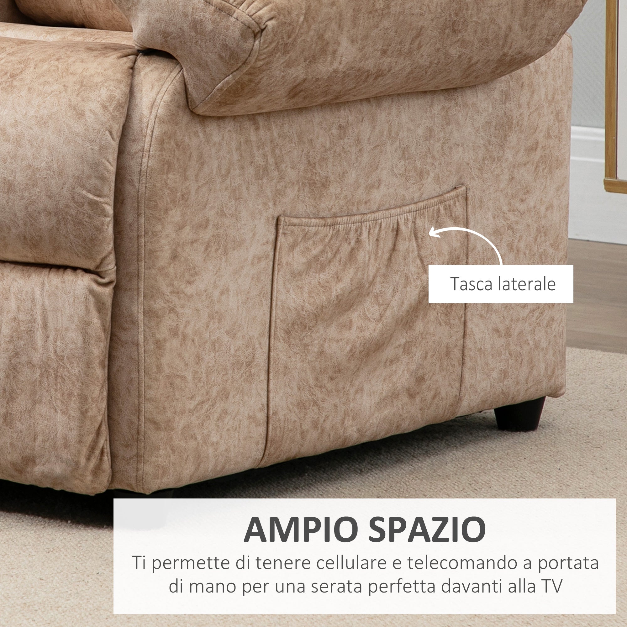 Poltrone Relax Reclinazione Manuale Poggiapiedi Estraibile Beige