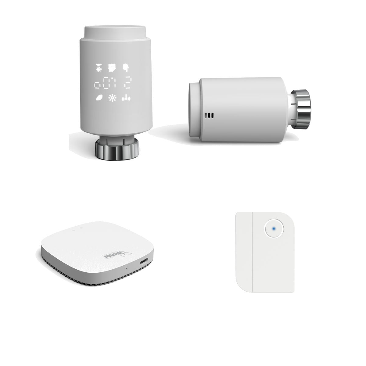 Kit 2 Valvole Termostatiche Wi-Fi per Termosifoni + Sensore Porta e Finestre Bimar AP30.KIT