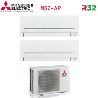 Climatizzatore Condizionatore Mitsubishi Dual Split Inverter Serie AP 9+12 con MXZ-2F53VF R-32 Modello Plus 9000+12000 Wi-Fi Optional