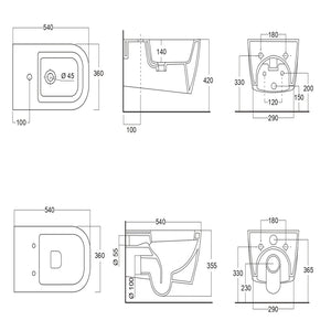 Sanitari in ceramica sospesi vaso wc + bidet + sedile made in italy con/senza staffe *** accessori con sedile standar...