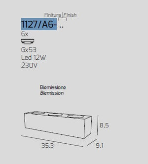 AREA APPLIQUE 6 LUCI BIEMISSIONE SABBIA 1127-A6-SA