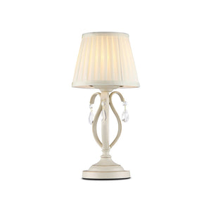 Lampade Da Scrivania Shabby Chic Brionia Metallo Beige 1 Luce Vetro Bianco