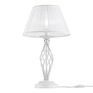 Lampada Da Scrivania Ufficio Shabby Chic Grace Metallo Bianco Diffusore Bianco