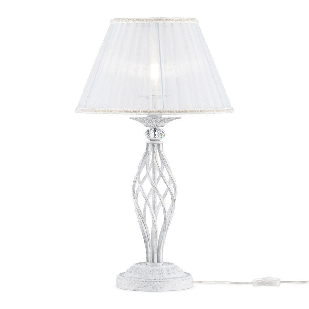 Lampada Da Scrivania Ufficio Shabby Chic Grace Metallo Bianco Diffusore Bianco