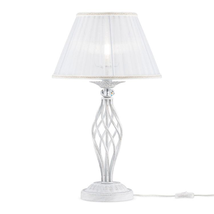 Lampada Da Scrivania Ufficio Shabby Chic Grace Metallo Bianco Diffusore Bianco