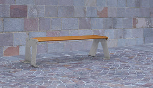 Panchina 3 Posti da Esterno 172x52x44,5 cm in Acciaio Zincato Senza Schienale Grigio Chiaro e Marrone