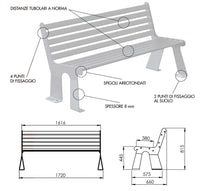 Panchina 3 Posti da Esterno 172x66x81,5 cm in Acciaio Zincato con Schienale Antracite