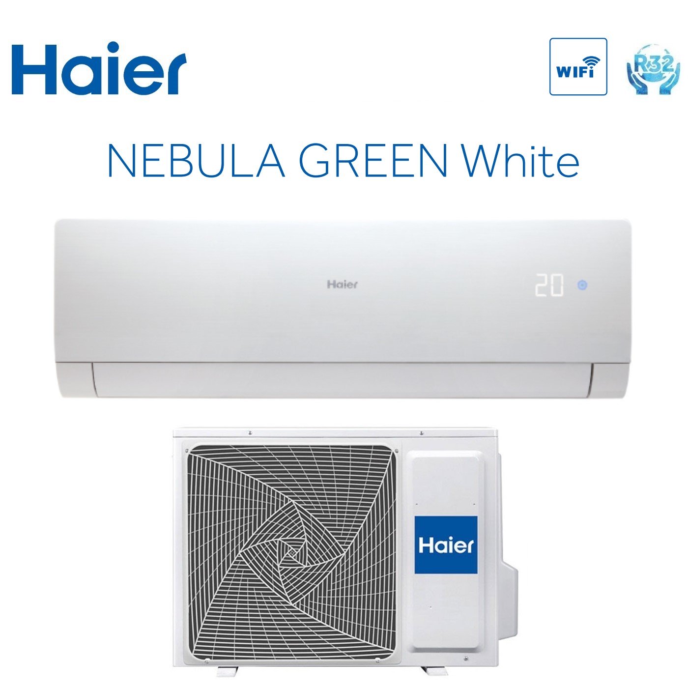 Climatizzatore Condizionatore Haier Inverter serie NEBULA GREEN WHITE 12000 Btu AS35S2SN2FA R-32 Wi-Fi Integrato Classe A++