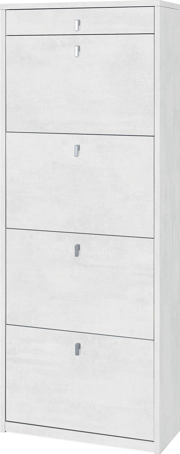 Scarpiera 4 Ante 1 Cassetto 63x164x29 cm Ossido Bianco