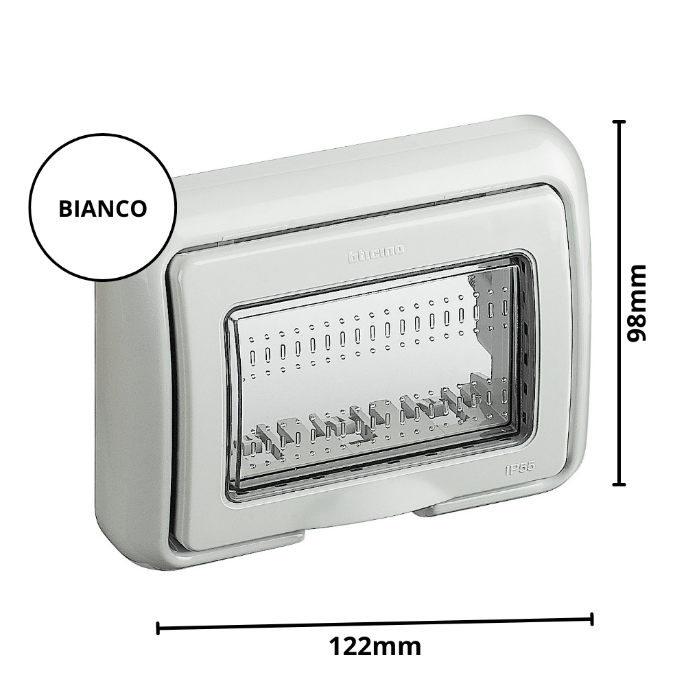 Bticino matix placca ip55 autoportante 3 posti bianco 25603b