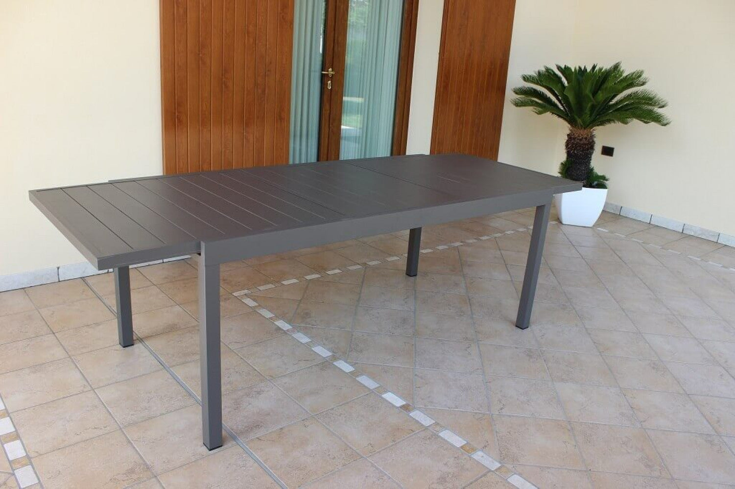 Tavolo Formentera 160/240x90x75 h cm in Alluminio Taupe