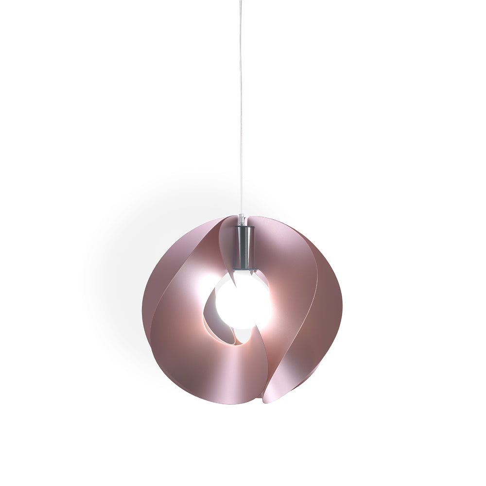 Sospensione Moderna A 1 Luce Atom In Polilux Rosa Metallico D45 Made In Italy