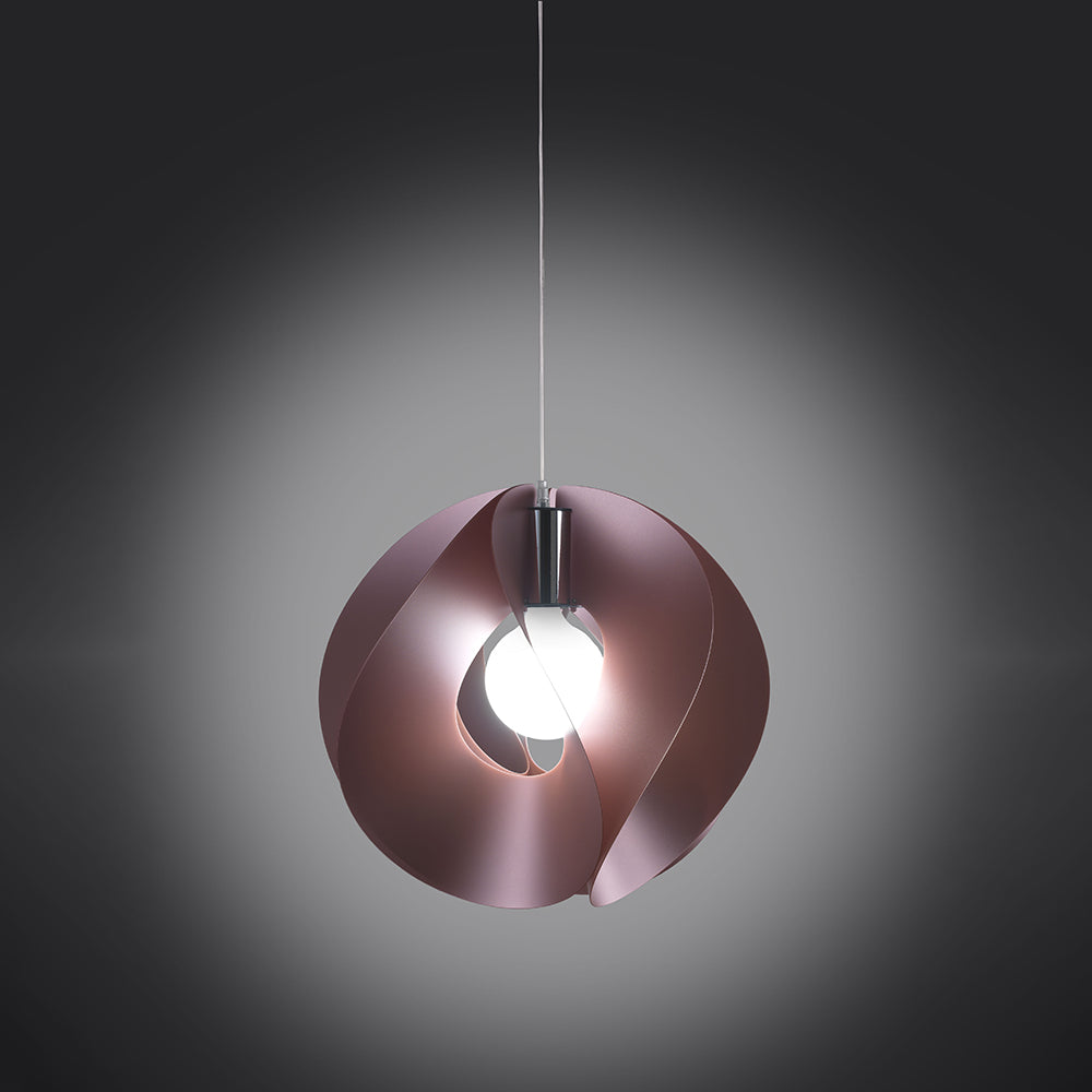 Sospensione Moderna A 1 Luce Atom In Polilux Rosa Metallico D45 Made In Italy