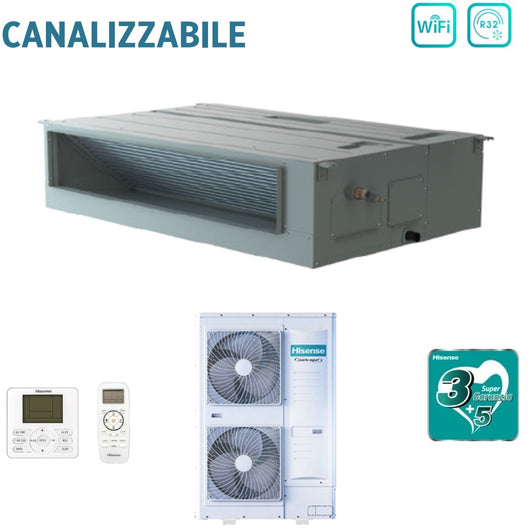 Climatizzatore Condizionatore Hisense Inverter Canalizzato Canalizzabile 68000 Btu AUD200UX4RPH8 + AUW200U6RZ8 R-32 Wi-Fi Optional con Telecomando e Comando Cablato di serie