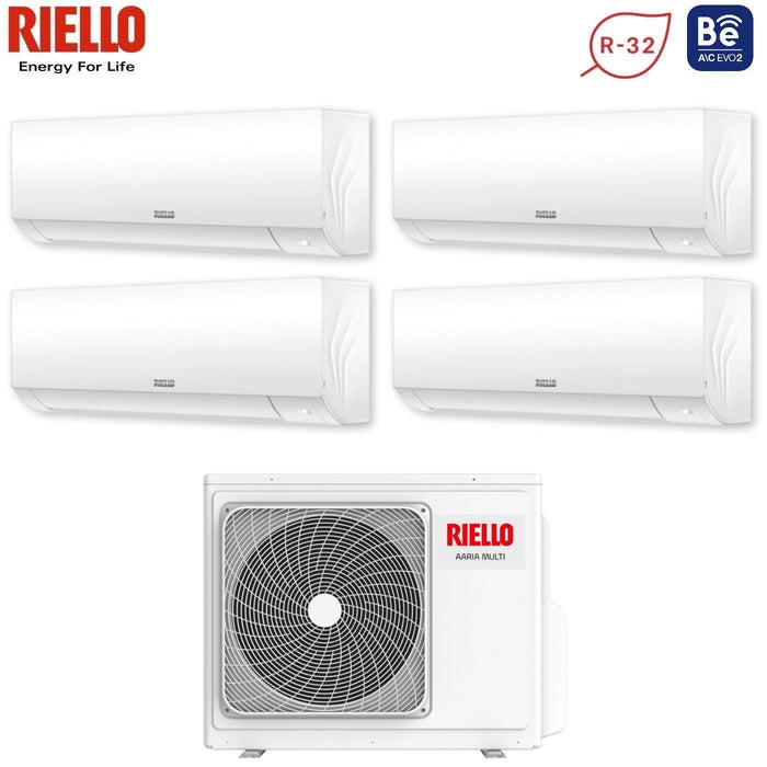 Climatizzatore Condizionatore Riello Quadri Split Inverter serie AARIA PLUS I 9+9+9+12 con AARIA MULTI 485 PI R-32 Wi-Fi Integrato 9000+9000+9000+12000