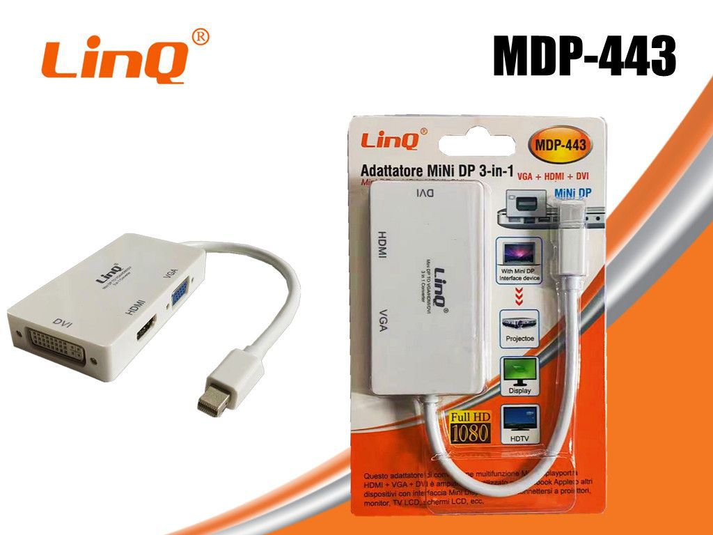 Adattatore Convertitore mini DP 3 in 1  VGA HDMI DVI