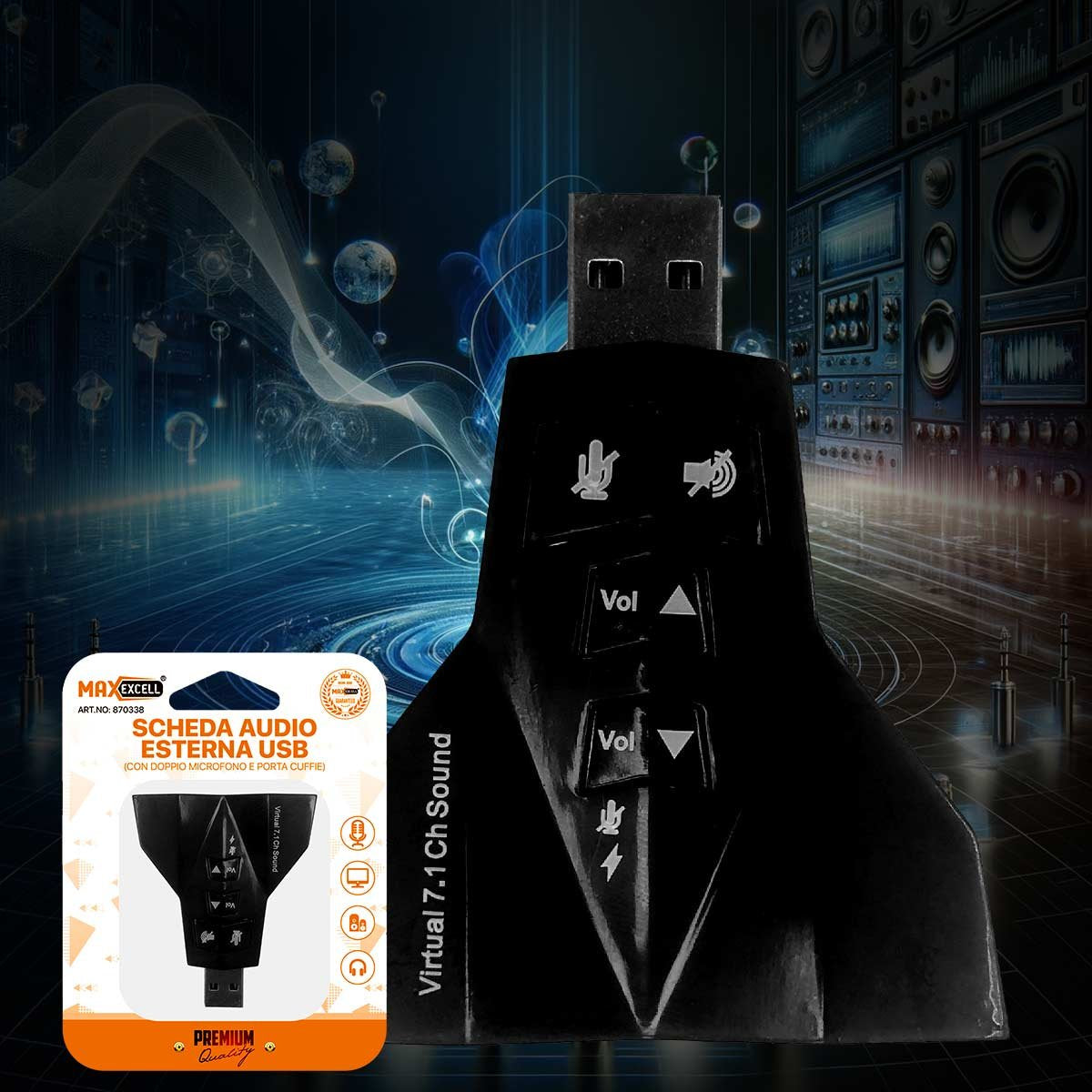 Adattatore Scheda Audio USB2.0 con Doppio Ingresso Jack 3.5mm per Cuffie e Microfono Regolabile Supporta 7.1 Audio Surround Compatibilit&agrave; Universale