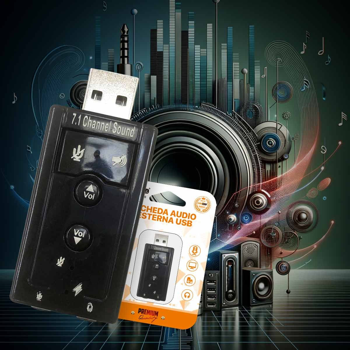 Adattatore Scheda Audio USB2.0 con Ingresso Jack 3.5mm per Cuffie e Microfono Regolabile Supporta 7.1 Audio Surround Compatibilit&agrave; Universale