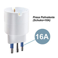 Adattatore Spina Elettrica 16A 2P+T Con 1 Presa Schuko 16A 250V Bianco Max 1500W XSL1102