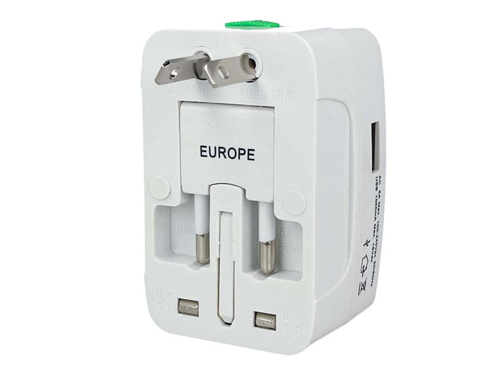 Adattatore Universale da Viaggio Con Presa EU UK USA AUS CN Con Caricatore USB 5V 1A