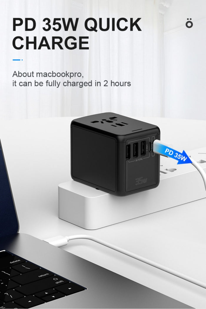 Adattatore Viaggio USB C USB A 35W Ricarica Veloce Quick Charger