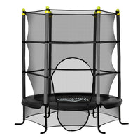 Trampolino Tappeto Elastico per Bambini 3-10 Anni con Rete e Pali Imbottiti in Acciaio Ø163x163 cm in PP e Schiuma Nero