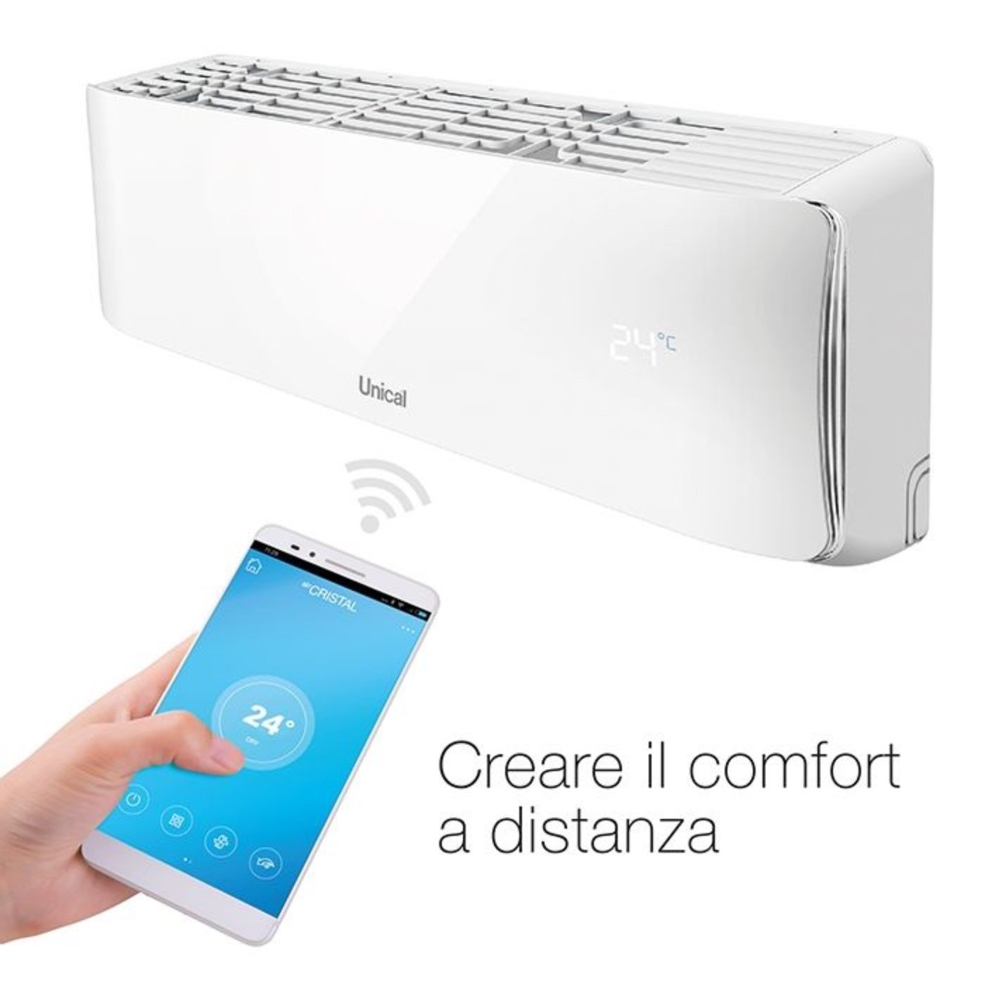 Climatizzatore Condizionatore Unical Inverter Mono Split serie AIR CRISTAL 18000 Btu KMUN 18H R-32 Wi-Fi Optional