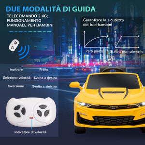 Macchina Elettrica per Bambini 12V con Licenza Chevrolet Camaro Giallo