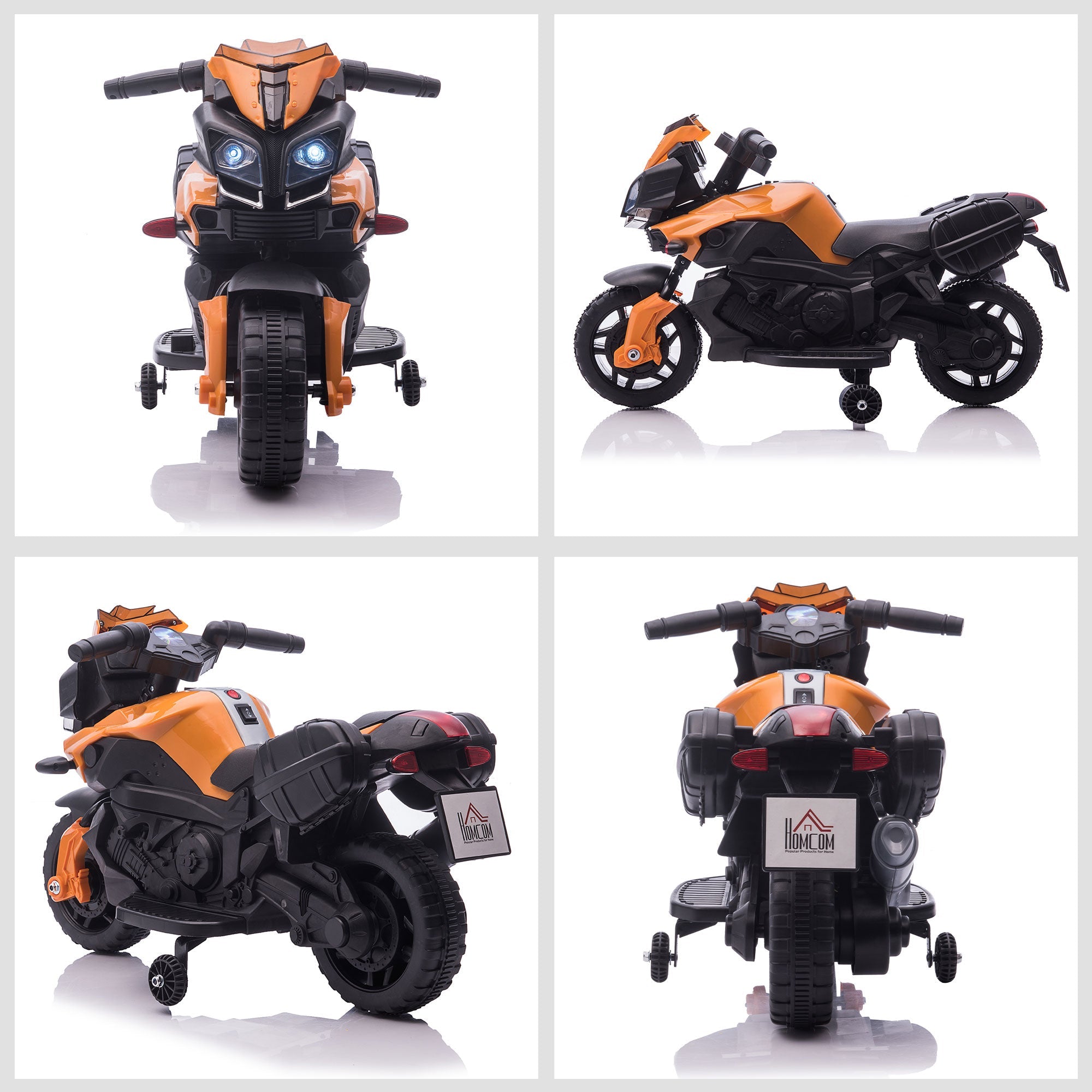 Moto Elettrica per Bambini 6V con Fari e Clacson Arancio